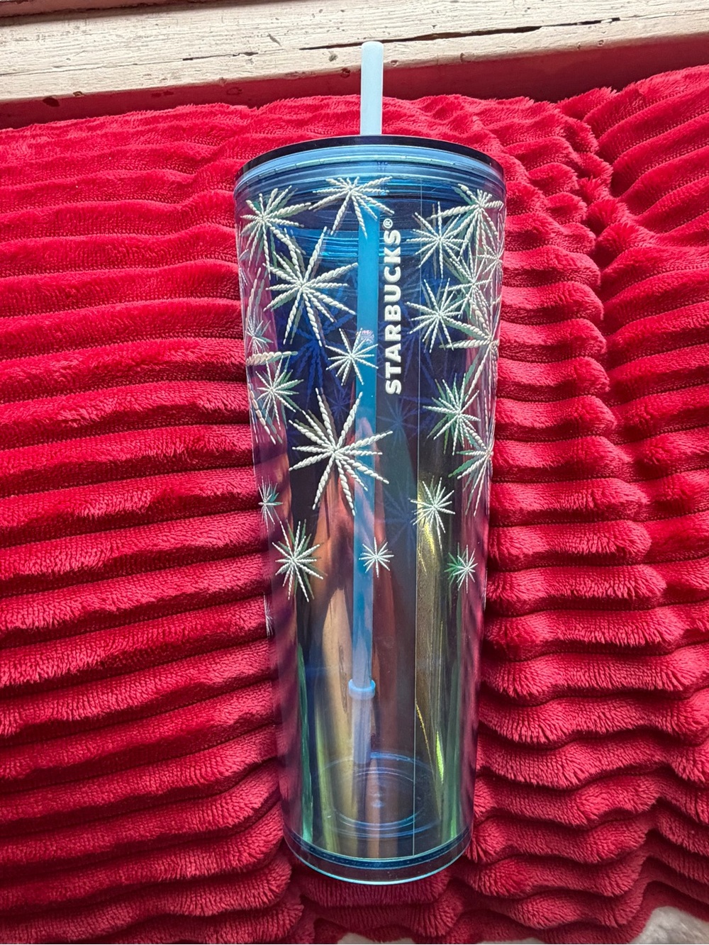 Starbucks 2023 Blue Snowflake Winter Holiday Cold Cup Straw Tumbler